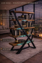 Lumera Shelf – Solid Walnut Epoxy Design Luxury Bookcase