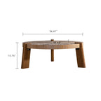 Wood Round Coffee Table For Living Room, Rustic Natural Coffee Table For Apartment, Easy Assembly