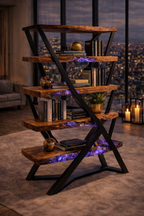 Lumera Shelf – Solid Walnut Epoxy Design Luxury Bookcase
