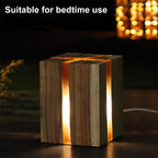 Creative Table Lamp Adjustable Bedside No Glare Decorative Wood Brown Color Led Desk Lamp With USB Charging Night Light For Bedroom Brown