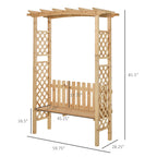 Garden Bench Arch Pergola Natural Fir Wood Protective Varnish 2 Person Ergonomic Design