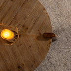 Wood Round Coffee Table For Living Room, Rustic Natural Coffee Table For Apartment, Easy Assembly