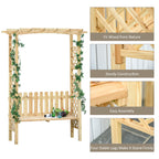 Garden Bench Arch Pergola Natural Fir Wood Protective Varnish 2 Person Ergonomic Design