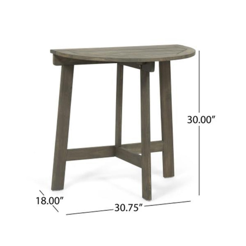 Outdoor Semi-circular Folding Acacia Wood Bistro Dining Table, Natural