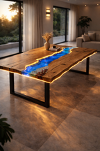 Luna River – Epoxy River Table in Solid Natural Walnut Wood