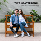 Two-Seater Fir Wood Bench, With Bottom Shelf - Natural
