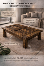 Antique Inn Gate –Table / Dining Table Made From an Original Hand-Carved Natural Wood Antique Door