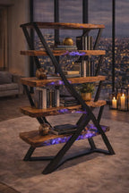 Lumera Shelf – Solid Walnut Epoxy Design Luxury Bookcase